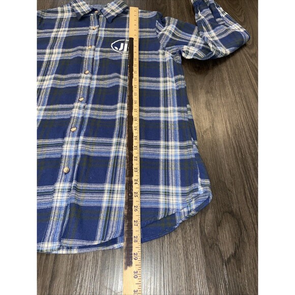 Backpacker J.P. TYLER,TEXAS 2013 Flannel Blue Plaid Long Sleeve Shirt  Medium - Picture 6 of 16